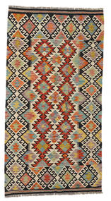  Itämainen Kelim Afghan Old Style Matot Matto 103X192 Musta/Oranssi Villa, Afganistan Carpetvista