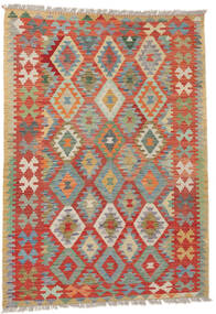  125X176 Kelim Afghan Old Style Matot Matto Tummanpunainen/Tummanvihreä Afganistan Carpetvista