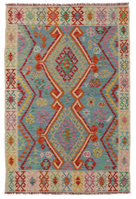 絨毯 キリム アフガン オールド スタイル 128X189 茶色/ダークレッド (ウール, アフガニスタン)