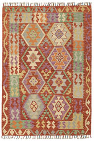 119X170 絨毯 キリム アフガン オールド スタイル オリエンタル ダークレッド/グリーン (ウール, アフガニスタン) Carpetvista