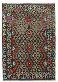 123X173 Dywan Orientalny Kilim Afgan Old Style Czarny/Brunatny (Wełna, Afganistan) Carpetvista