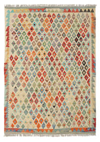  Oriental Kilim Afghan Old Style Rug 125X173 Orange/Green Wool, Afghanistan Carpetvista