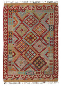  Kelim Afghan Old Style Matot 124X175 Ruskea/Tummanpunainen Carpetvista