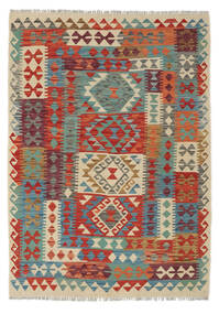  Kelim Afghan Old Style Matot 123X171 Ruskea/Tummanpunainen Carpetvista