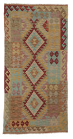  Orientalsk Kelim Afghan Old Style Teppe 103X205 Brun/Mørk Rød Ull, Afghanistan Carpetvista
