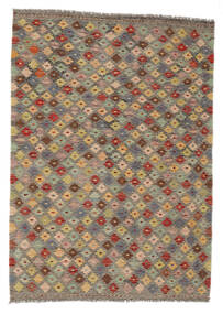  Kilim Afghan Old Style Tapis 124X173 De Laine Marron/Jaune Foncé Petit Carpetvista