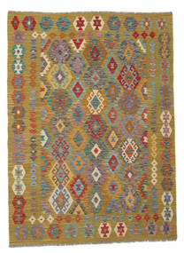  Kelim Afghan Old Style Matot 147X196 Ruskea/Vihreä Carpetvista