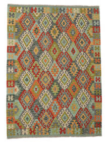  163X226 Kelim Afghan Old Style Matot Matto Ruskea/Vihreä Afganistan Carpetvista