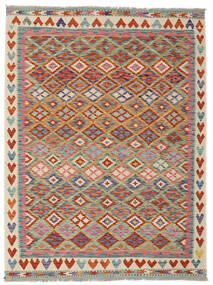 絨毯 オリエンタル キリム アフガン オールド スタイル 157X211 グリーン/茶色 (ウール, アフガニスタン)