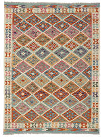 Kelim Afghan Old Style Matot Matto 155X204 Vihreä/Tummanpunainen Villa, Afganistan Carpetvista