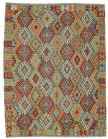 Tapete Oriental Kilim Afegão Old Style 154X201 Verde Escuro/Castanho (Lã, Afeganistão)