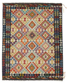 156X201 Kelim Afghan Old Stil Teppich Orientalischer Schwarz/Braun (Wolle, Afghanistan) Carpetvista
