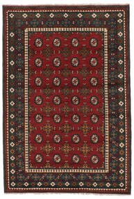 132X193 Afghan Fine Rug Oriental Black/Dark Red (Wool, Afghanistan) Carpetvista