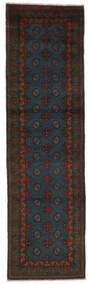 Afghan Fine Vloerkleed 84X297 Tapijtloper Zwart Wol, Afghanistan Carpetvista