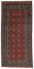  99X209 Medallion Small Afghan Fine Rug Wool, Carpetvista