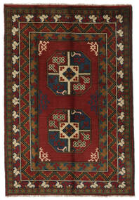  Afghan Fine Vloerkleed 101X150 Zwart/Donkerrood Carpetvista