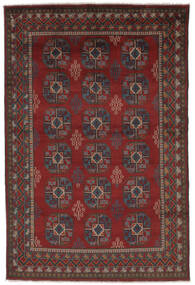 Afghan Fine Teppich 198X295 Schwarz/Dunkelrot Wolle, Afghanistan Carpetvista