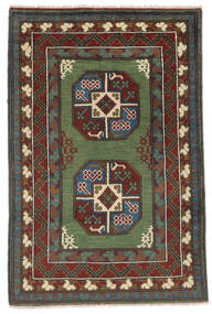 98X150 Afghan Fine Vloerkleed Oosters Zwart/Donkergroen (Wol, Afghanistan) Carpetvista