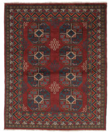  154X188 Afghan Fine Vloerkleed Zwart/Donkerrood Afghanistan Carpetvista