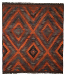279X306 Kelim Modern Teppich Moderner Quadratisch Schwarz/Dunkelrot Großer (Wolle, Persien/Iran) Carpetvista