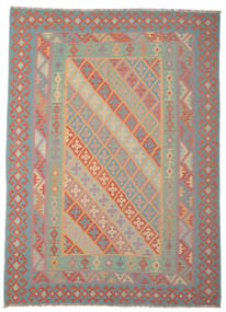 255X338 絨毯 オリエンタル キリム ファーシュ 茶色/グリーン 大きな (ウール, ペルシャ/イラン) Carpetvista