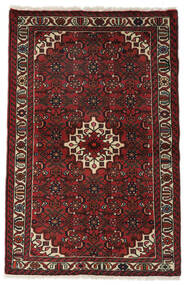  Orientalsk Hosseinabad Teppe 100X152 Svart/Mørk Rød Ull, Persia/Iran Carpetvista