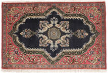 Tapete Kashan Fine 62X97 Preto/Vermelho Escuro (Lã, Pérsia/Irão)