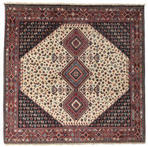 絨毯 オリエンタル ヤラメー 201X205 正方形 ブラック/ダークレッド (ウール, ペルシャ/イラン)