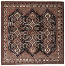絨毯 オリエンタル ヤラメー 206X209 正方形 ブラック/茶色 (ウール, ペルシャ/イラン)