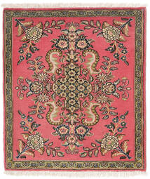 70X79 絨毯 クム Kork/シルク オリエンタル レッド/茶色 (ウール, ペルシャ/イラン) Carpetvista