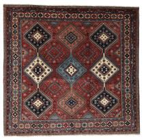 Tapete Oriental Yalameh 194X204 Quadrado Preto/Vermelho Escuro (Lã, Pérsia/Irão)