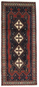  Orientalischer Afshar/Sirjan Teppich 91X219 Läufer Schwarz/Dunkelrot Wolle, Persien/Iran Carpetvista