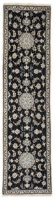絨毯 ナイン 75X298 廊下 カーペット 黒/濃いグレー (ウール, ペルシャ/イラン)