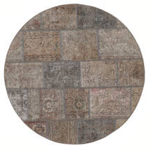 絨毯 Patchwork - Persien/Iran Ø 150 ラウンド 茶色/ダークグレー (ウール, ペルシャ/イラン)