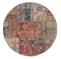 Patchwork - Persien/Iran Teppich Ø 100 Rund Weiß/Braun Wolle, Persien/Iran Carpetvista