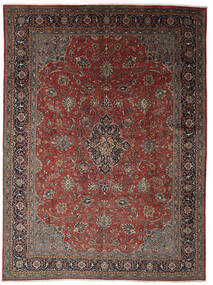 297X398 Sarough Vloerkleed Oosters Zwart/Donkerrood Groot (Wol, Perzië/Iran) Carpetvista
