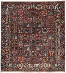 328X351 絨毯 オリエンタル バクティアリ 正方形 ブラック/ダークレッド 大きな (ウール, ペルシャ/イラン) Carpetvista