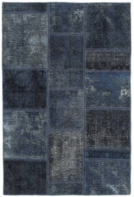 Tapete Patchwork 104X155 Preto/Azul Escuro (Lã, Pérsia/Irão)