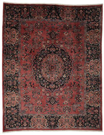  Orientalischer Maschad Fine Teppich 299X376 Schwarz/Dunkelrot Großer Wolle, Persien/Iran Carpetvista