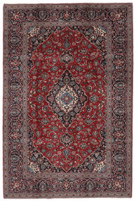 Persischer Keshan Teppich 200X294 Schwarz/Dunkelrot (Wolle, Persien/Iran)