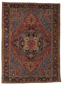 237X322 Tapete Oriental Antigo Heriz Ca. 1920 Preto/Vermelho Escuro (Lã, Pérsia/Irão)