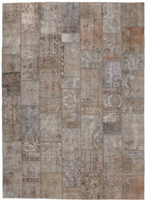 絨毯 Patchwork - Persien/Iran 254X350 茶色/ダークグレー 大きな (ウール, ペルシャ/イラン)