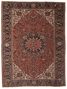 Tapis Persan Antique Heriz Ca. 1920 215X360 Noir/Rouge Foncé (Laine, Perse/Iran)