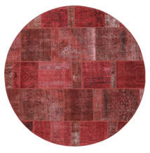 Tapete Patchwork - Persien/Iran Ø 250 Redondo Vermelho Escuro Grande (Lã, Pérsia/Irão)