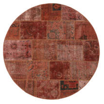  Patchwork - Persien/Iran Ø 200 Persiano Tappeto Di Lana Rosso Scuro Carpetvista