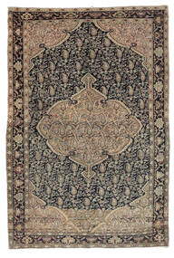  135X200 Antiek Farahan Ca. 1900 Vloerkleed Bruin/Zwart Perzië/Iran