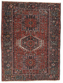 145X182 Tapis Antique Heriz Ca. 1930 D'orient Noir/Rouge Foncé (Laine, Perse/Iran)