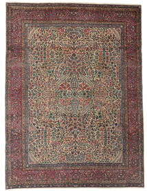 274X364 Tapete Oriental Antigo Kerman Ca. 1900 Castanho/Vermelho Escuro Grande (Lã, Pérsia/Irão)