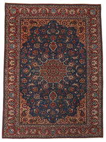 260X350 Tapete Oriental Antigo Isfahan Ca. 1920 Preto/Vermelho Escuro Grande ( Pérsia/Irão)