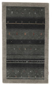  ギャッベ インド 絨毯 94X161 ウール ブラック/茶色 小 Carpetvista